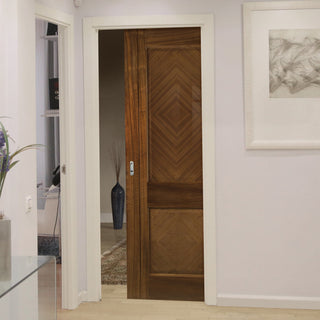 Image: Kensington Walnut Prefinished Evokit Pocket Fire Door - 2 Panels - 1/2 Hour Fire Rated