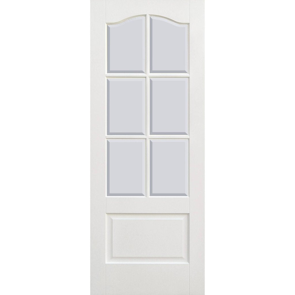 Kent 6 Pane Door - Bevelled Clear Glass - White Primed