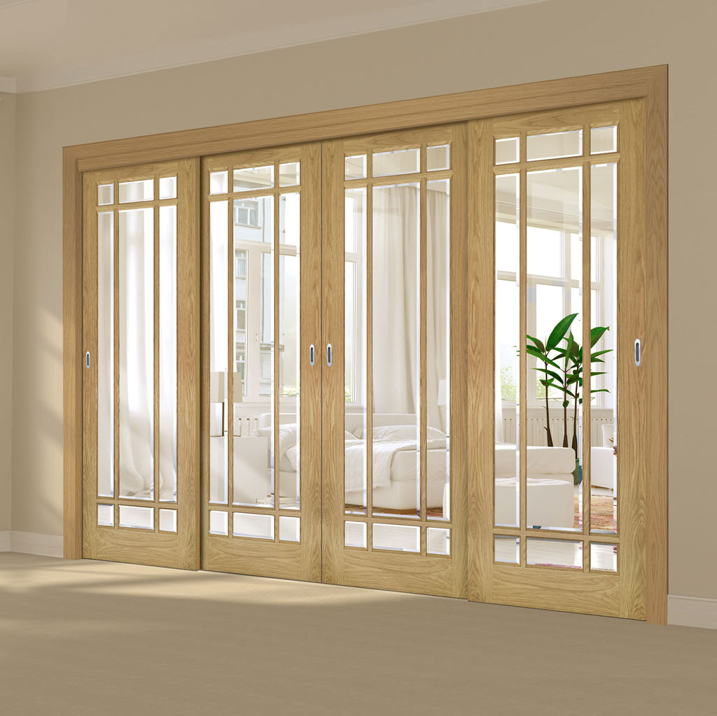 Kitchen door with clearance glass panels