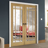 Bespoke Kerry Oak Internal Door Pair - Bevelled Clear Glass - Unfinished