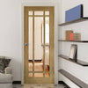 Kerry Oak Door - Bevelled Clear Glass - Unfinished from Deanta UK