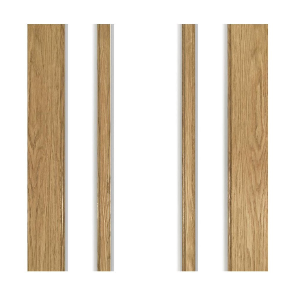 Kerry Oak Veneer Staffetta Twin Telescopic Pocket Doors - Bevelled Clear Glass - Unfinished