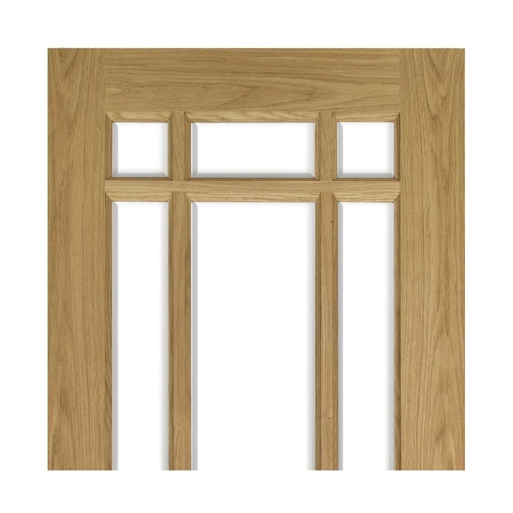 Kerry Oak Veneer Staffetta Twin Telescopic Pocket Doors - Bevelled Clear Glass - Unfinished