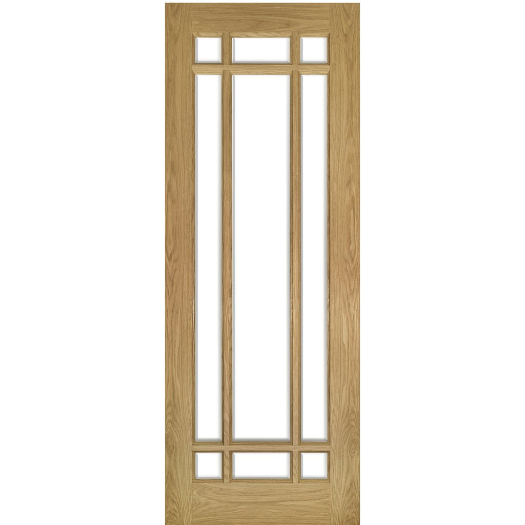 Kerry Oak Door - Bevelled Clear Glass - Unfinished from Deanta UK