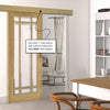 Single Sliding Door & Wall Track - Kerry Oak Door - Bevelled Clear Glass - Unfinished