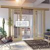 Double Sliding Door & Wall Track - Kerry Oak Door - Bevelled Clear Glass - Unfinished