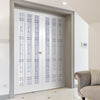 Kielder Lightly Grained Internal PVC Door Pair - Bora Style Sandblasted Glass