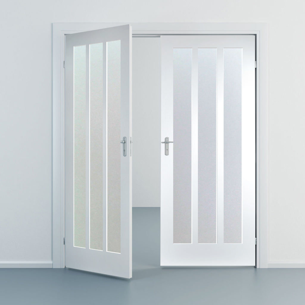 Kielder Lightly Grained Internal PVC Door Pair - Obscure Glass