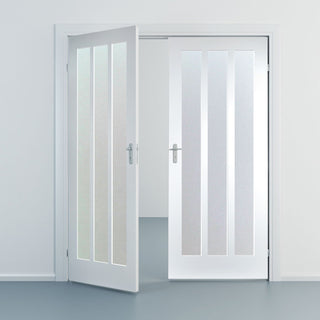 Image: Kielder Lightly Grained Internal PVC Door Pair - Obscure Glass