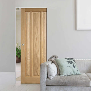 Image: Kilburn 3 Panel Oak Absolute Evokit Single Pocket Doors