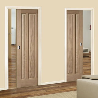 Image: Kilburn 3 Panel Oak Veneer Unico Evo Pocket Doors
