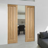 Kilburn 3 Panel Oak Absolute Evokit Double Pocket Doors - Unfinished