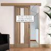 Single Sliding Door & Wall Track - Kilburn 1 Pane Oak Door - Clear Glass - Unfinished