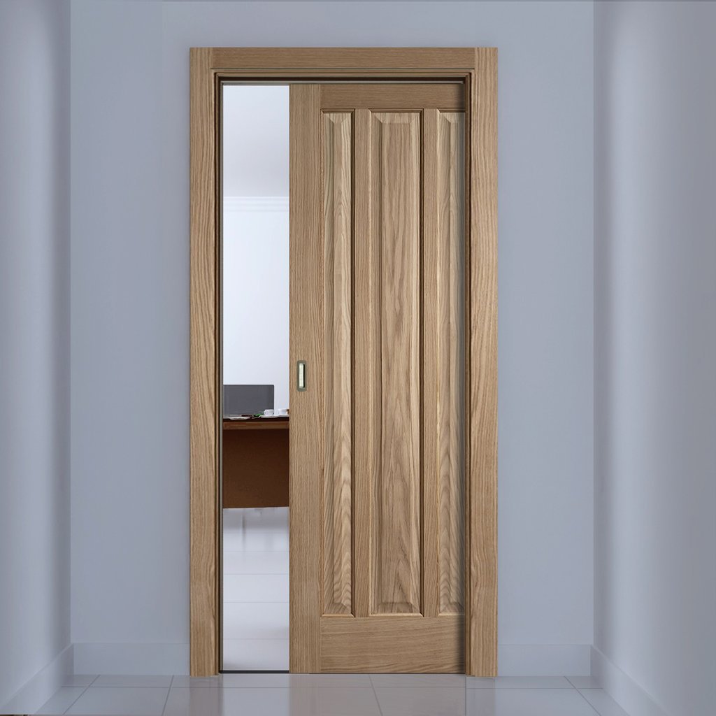Kilburn 3 Panel Oak Single Evokit Pocket Door