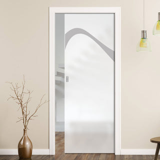 Image: Kingston 8mm Obscure Glass - Obscure Printed Design - Single Evokit Glass Pocket Door