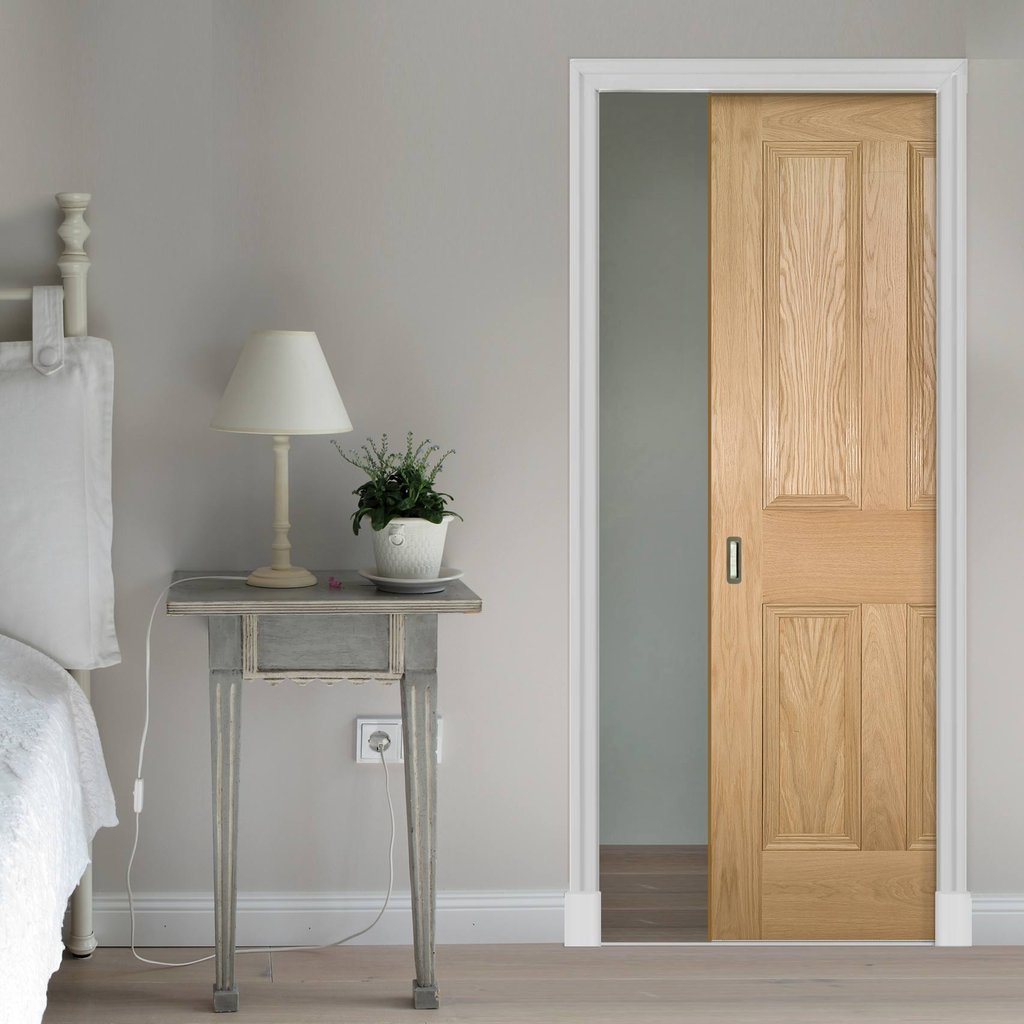 Kingston oak Evokit Pocket Fire Door - 1/2 Hour Fire Rated - Unfinished