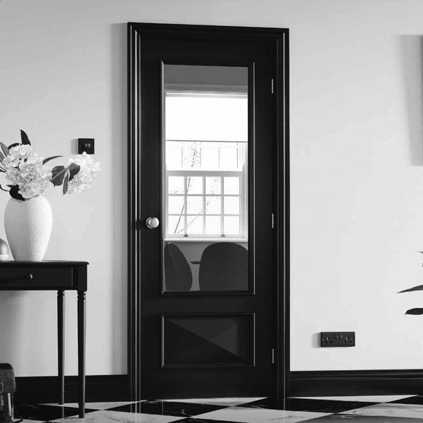 Knightsbridge 2 Panel Black Primed Internal Door Raised Mouldings