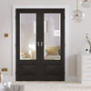 Knightsbridge 1 Pane 1 Panel Black Primed Door Pair - Raised Mouldings - Clear Bevelled Glass