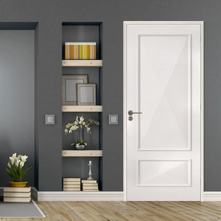 Image: Knightsbridge 2 Panel Fire Door - Raised Mouldings - 1/2 Hour Fire Rated - White Primed