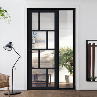 Image: Room Divider - Handmade Eco-Urban® Kochi Door DD6415C - Clear Glass - Premium Primed - Colour & Size Options