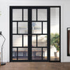 Room Divider - Handmade Eco-Urban® Kochi Door Pair DD6415C - Clear Glass - Premium Primed - Colour & Size Options