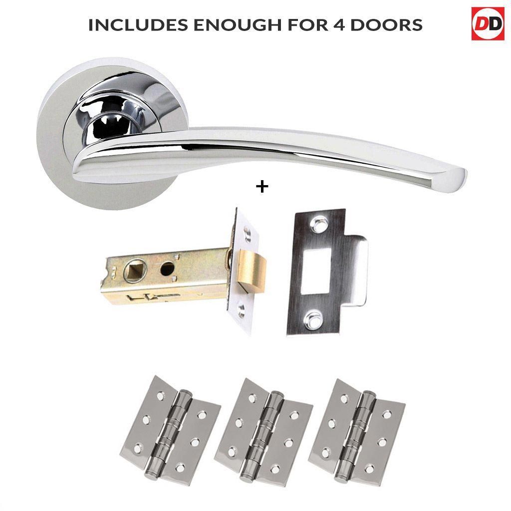 Four Pack Arizona Status Lever on Round Rose - Polished Chrome Handle