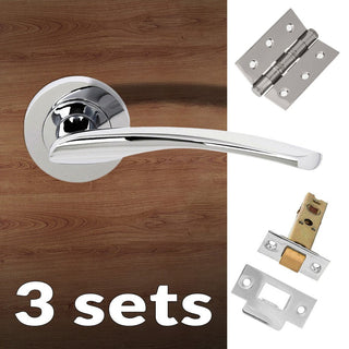 Image: Three Pack Arizona Status Lever on Round Rose - Polished Chrome Handle