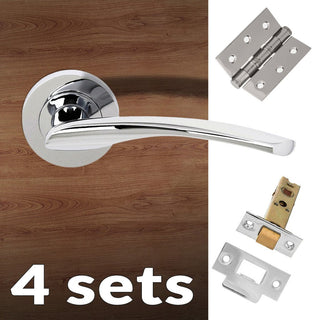 Image: Four Pack Arizona Status Lever on Round Rose - Polished Chrome Handle