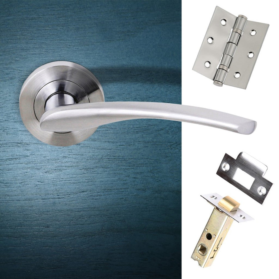 Arizona Status Lever on Round Rose - Satin Chrome Handle Pack