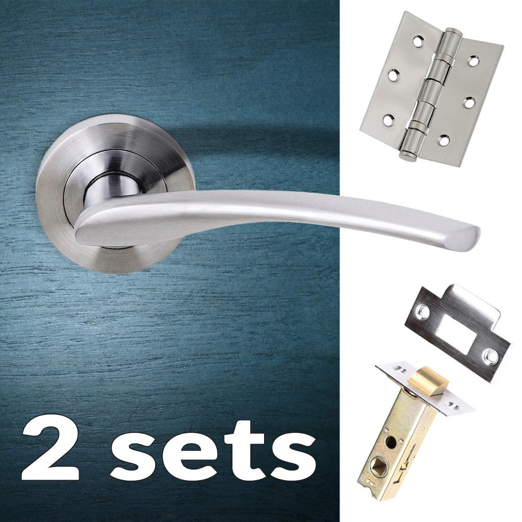 Two Pack Arizona Status Lever on Round Rose - Satin Chrome Handle