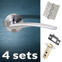Four Pack Arizona Status Lever on Round Rose - Satin Chrome Handle