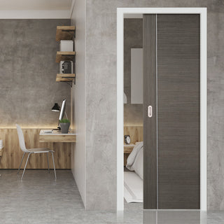 Image: Chocolate Grey Alcaraz Single Evokit Pocket Door - Prefinished