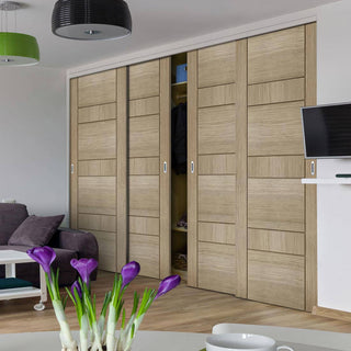 Image: Four Sliding Maximal Wardrobe Doors & Frame Kit - Edmonton Light Grey Door - Prefinished