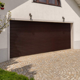 Image: Gliderol Electric Insulated Roller Garage Door from 4291 to 4710mm Wide - Laminated Mahogany