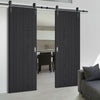 Double Sliding Door & Black Barn Track - Laminate Montreal Black Door - Prefinished