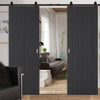 Top Mounted Black Sliding Track & Double Door - Laminate Montreal Black Doors - Prefinished