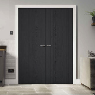 Image: Laminate Montreal Black Internal Door Pair - 30 Minute Fire Rated - Prefinished