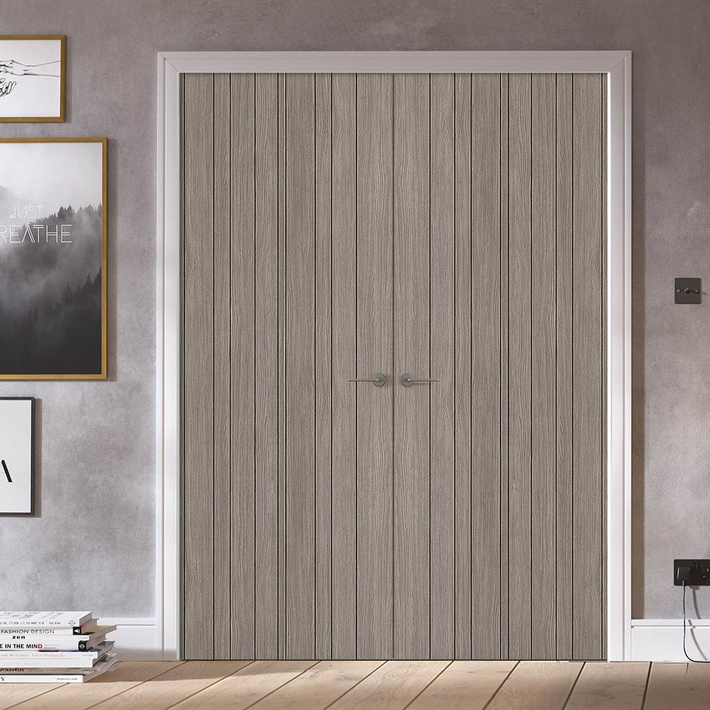 Laminate Montreal Light Grey Internal Door Pair - Prefinished