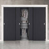 Minimalist Wardrobe Door & Frame Kit - Four Laminate Montreal Black Door - Prefinished