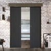 Laminate Montreal Black Double Evokit Pocket Doors - Prefinished