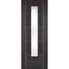 Laminate Vancouver Dark Grey Door Pair - Clear Glass - Prefinished