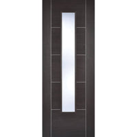Laminate Vancouver Dark Grey Door Pair - Clear Glass - Prefinished