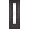 Laminate Vancouver Dark Grey Door Pair - Clear Glass - Prefinished