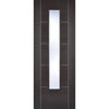 Laminate Vancouver Dark Grey Single Evokit Pocket Door - Clear Glass - Prefinished
