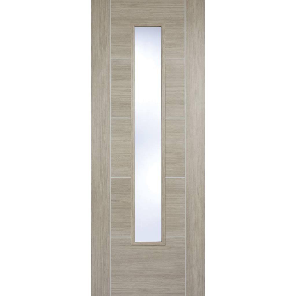 Laminate Vancouver Light Grey Door Pair - Clear Glass - Prefinished