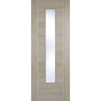 Laminate Vancouver Light Grey Door Pair - Clear Glass - Prefinished