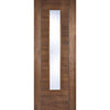 Laminate Vancouver Walnut Door Pair - Clear Glass - Prefinished