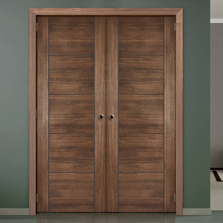 Image: LPD Joinery Laminate Vancouver Walnut Fire Door Pair - 1/2 Hour Fire Rated - Prefinished