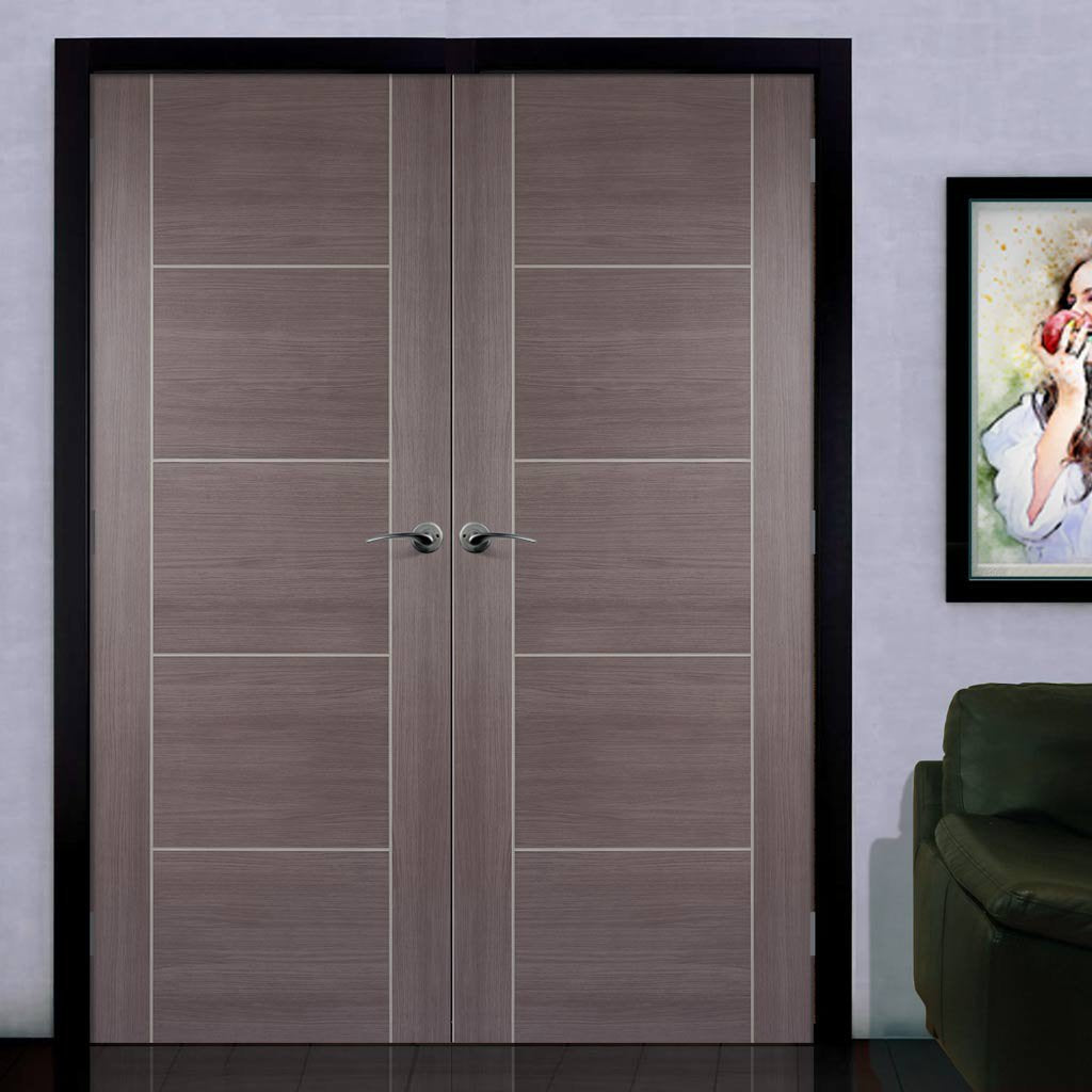 Laminate Vancouver Medium Grey Door Pair - Prefinished