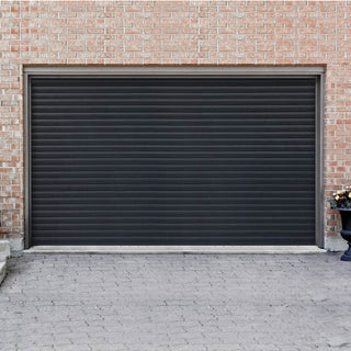 Image: Gliderol Electric Insulated Roller Garage Door from 2452 to 2910mm Wide - Laminated Woodgrain Anthracite